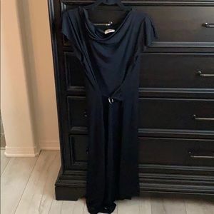 Sananas Belted Black Dress